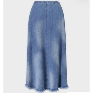 Meli denim washed fringe skirt